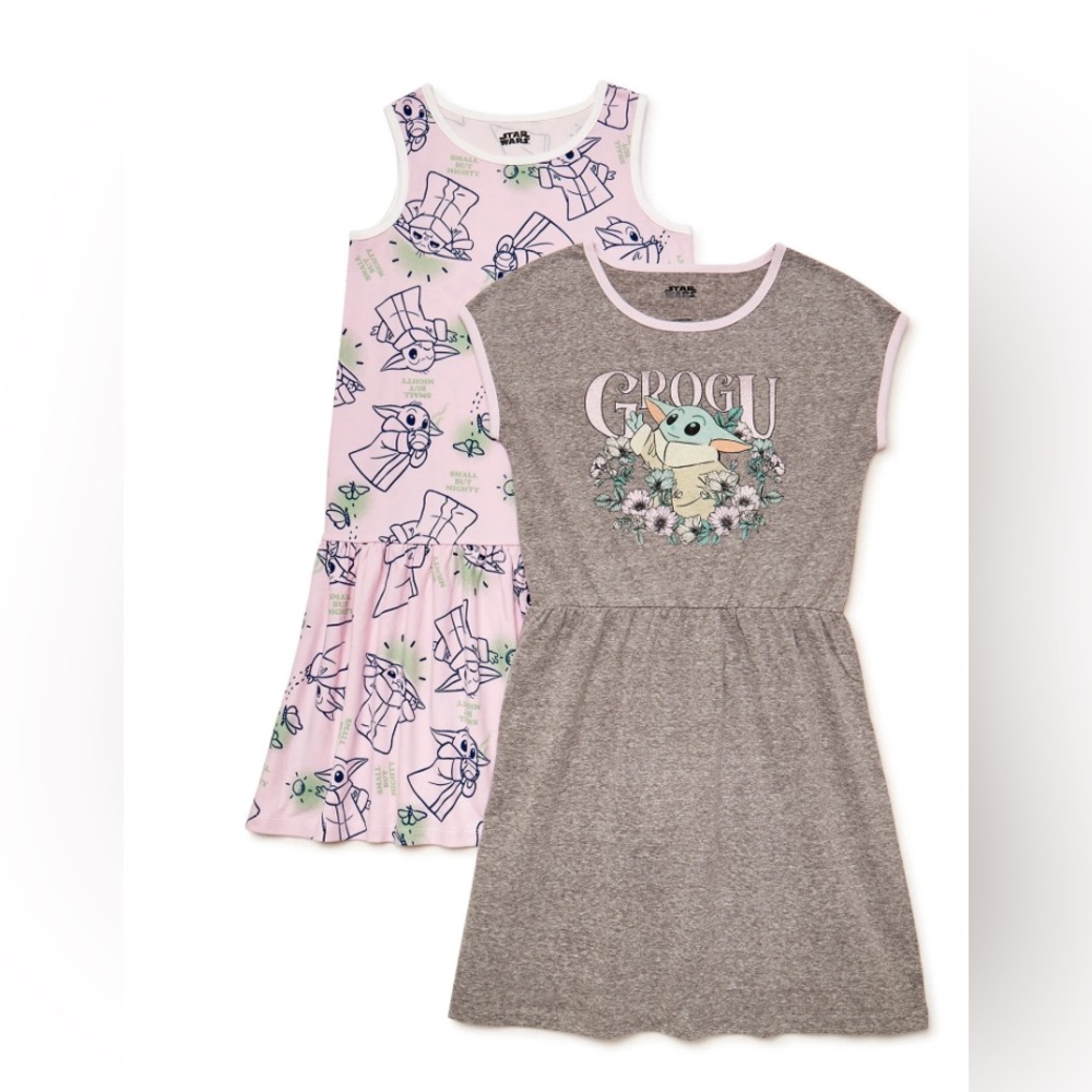 STAR WARS The Mandalorian Baby Yoda Play Dress, 2-Pack, Girls Size XS 4/5 NWT